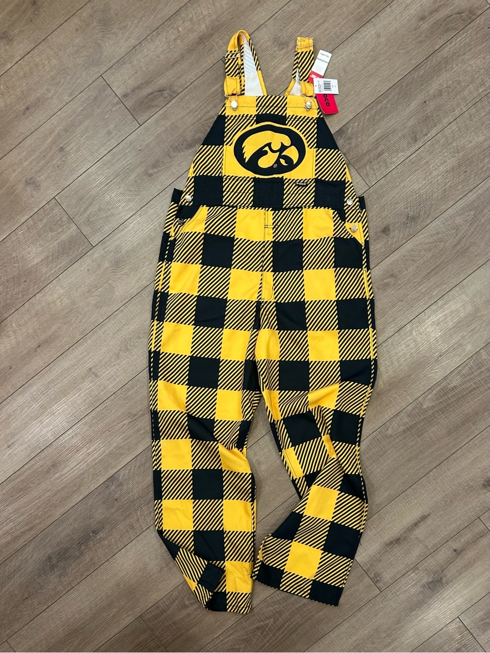 Iowa Hawkeyes Yellow & Black Plaid Overalls